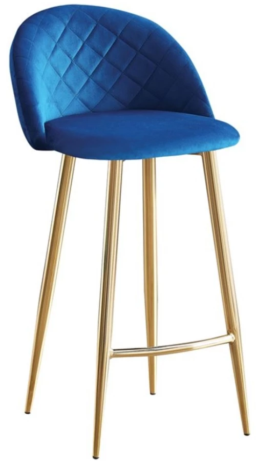 233164 BELLA ΣΚΑΜΠΟ BAR ΜΕ ΠΛΑΤΗ, ΒΑΣΗ ΧΡΩΜΙΟ ΧΡΥΣΟ, ΥΦΑΣΜΑ VELURE ΑΠΟΧΡΩΣΗ ΜΠΛΕ 48x52x70/94cm (ΣΕΤ 4 ΤΕΜΑΧΙΩΝ)