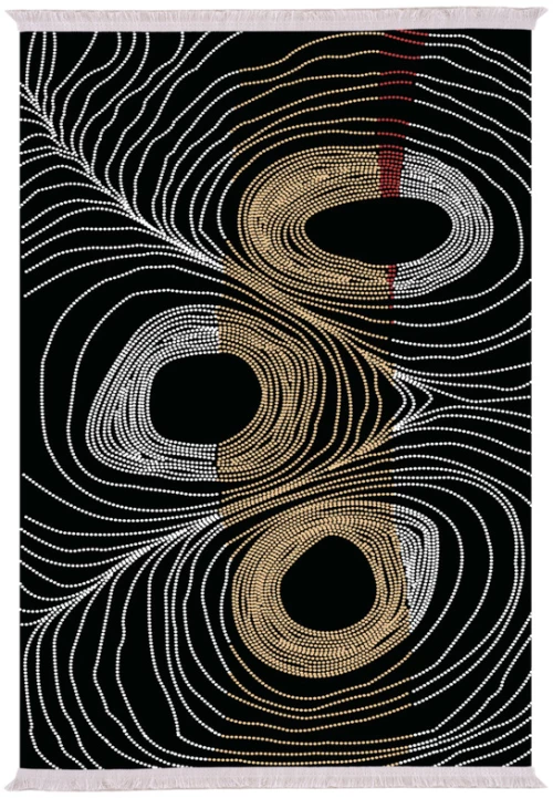 325431 ΧΑΛΙ ΣΑΛΟΝΙΟΥ ME ΚΡΟΣΙΑ JOSIANE ΜΑΥΡΟ - ΧΡΥΣΟ - ΓΚΡΙ  180X280 ΕΚ.