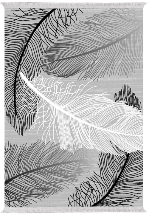 326392 ΧΑΛΙ ΣΑΛΟΝΙΟΥ ΜΕ ΚΡΟΣΙΑ JOSIANE ΦΤΕΡΑ ΓΚΡΙ ΛΕΥΚΟ  180X280 ΕΚ.