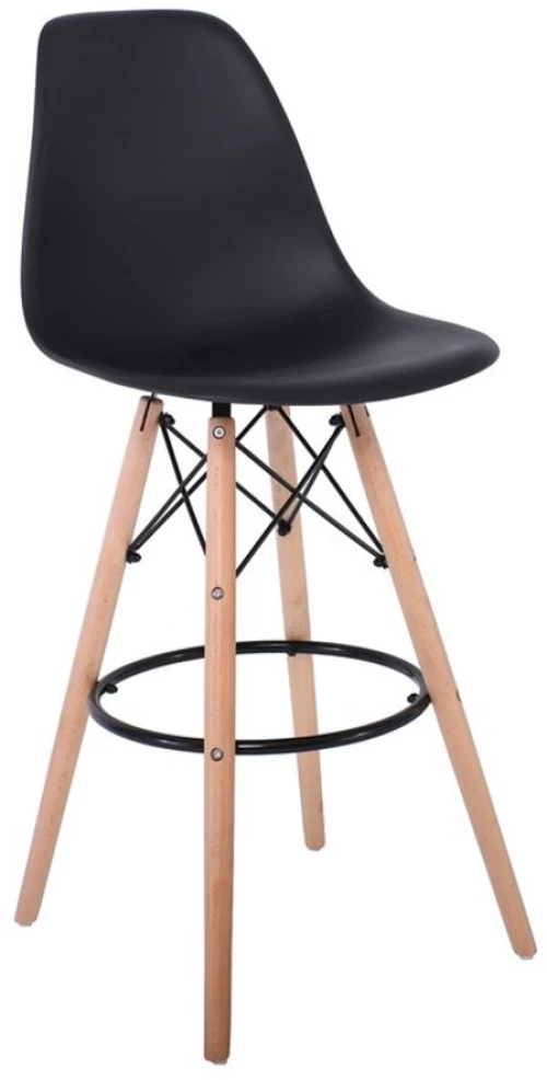 24118 ART WOOD ΣΚΑΜΠΟ BAR ΜΕ ΠΛΑΤΗ, ΠΟΔΙΑ ΟΞΙΑ ΦΥΣΙΚΟ, PP ΜΑΥΡΟ 46x54x74/111cm (ΣΕΤ 4 ΤΕΜΑΧΙΩΝ)