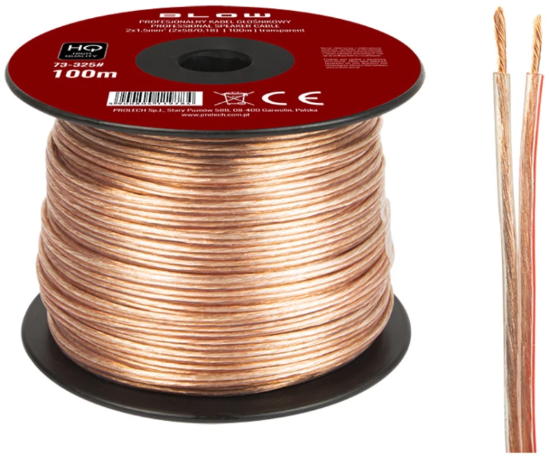 295472 Καλώδιο μεγαφωνικό 2x1,50mm διάφανο 100m BLOW (ΣΕΤ 100 ΤΕΜΑΧΙΩΝ)