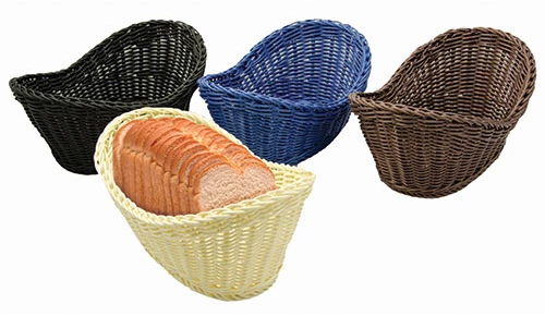 Καλάθι Ψωμιού Rattan Οβάλ Μαύρο 24,5x16x7/12cm