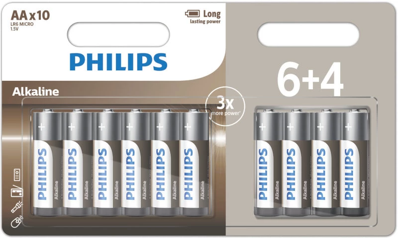 Philips LR6A10BP/GRS Αλκαλικές μπαταρίες υψηλής απόδοσης 10 τμχ AA