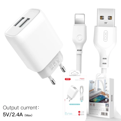 Xo l57 eu διπλής θύρας φορτιστής με lightning καλώδιο άσπρο