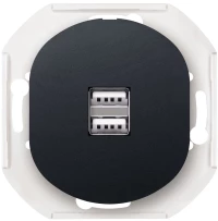 Eon e6161.e1 2xusb charger 2,1a 5v, without cover frame, soft-touch black