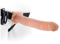 FETISH FANTASY SERIES 11" HOLLOW STRAP-ON VIBRATING WITH BALLS 27.9CM FLESH