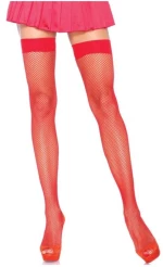 LEG AVENUE NYLON FISHNET THIGH HIGHS RED
