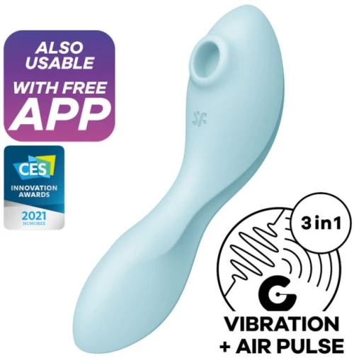 SATISFYER CURVY TRINITY 5 AIR PULSE STIMULATOR & VIBRATOR - BLUE
