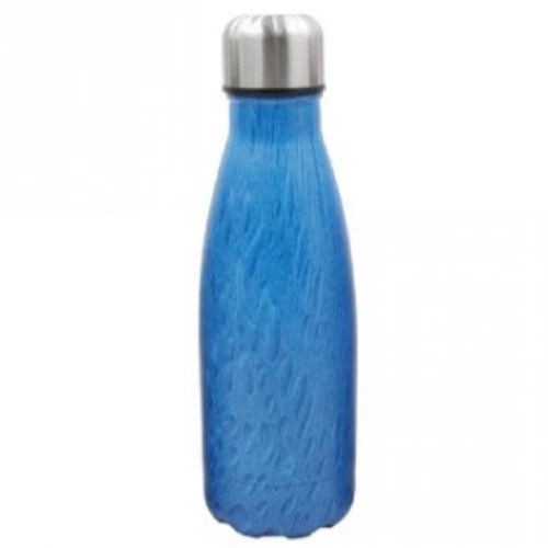 Ανοξείδωτο Θερμός 350ml με Βιδωτό Καπάκι & Εφέ Ξύλου - Woof Effect Thermos - Μπλε