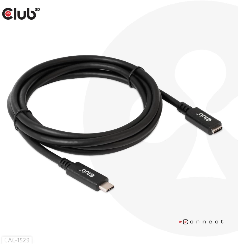 Καλώδιο USB Club 3D CAC-1529 USB Gen1 Type-C 5Gbps 60W(20V/3A) 4K60Hz M/F 2m