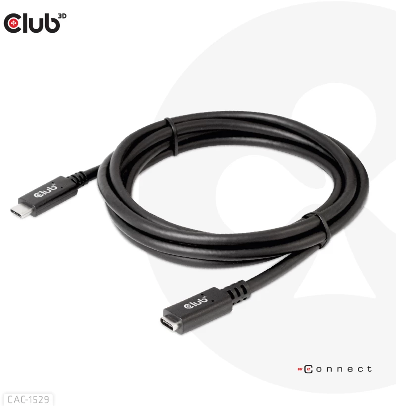 Καλώδιο USB Club 3D CAC-1529 USB Gen1 Type-C 5Gbps 60W(20V/3A) 4K60Hz M/F 2m