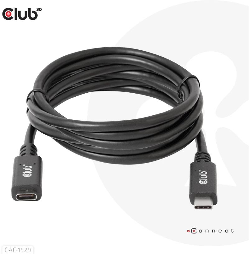 Καλώδιο USB Club 3D CAC-1529 USB Gen1 Type-C 5Gbps 60W(20V/3A) 4K60Hz M/F 2m