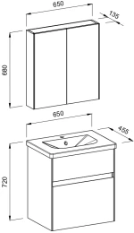 Σετ Έπιπλο Μπάνιου MALAGA Λευκό MDF 18mm Λάκα 65 9SMAL065WHM