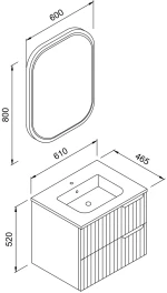 Σετ Έπιπλο Μπάνιου ENZA Λευκό MDF 18mm Λάκα 60 9SENZ060WHM