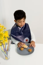 Baby To Love Σαλιάρα με Βέλκρο σετ 2τμχ Blue Stripes