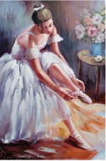 Πίνακας Καμβάς Μπαλαρίνα Βάζει Πουέντ 60x90Cm Marhome