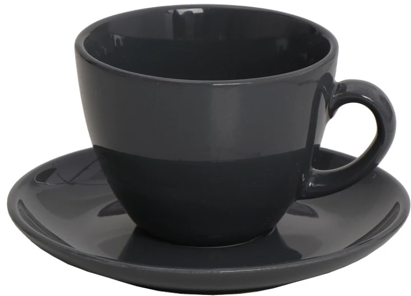 Φλιτζάνι & Πιατάκι Καπουτσίνο Anthracite Essentials 220Ml 14x7.5Ek Espiel
