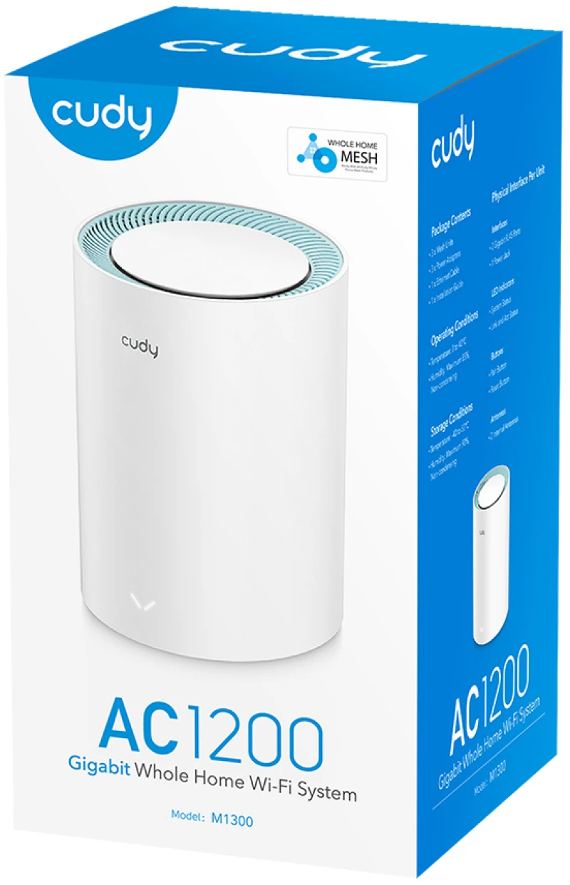 CUDY Wi-Fi mesh system M1300  AC1200 1200Mbps  gigabit  dual band  V2.0