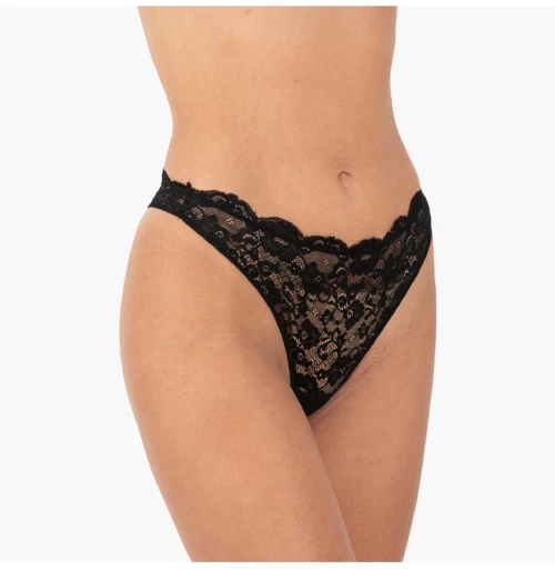 ΓΥΝΑΙΚΕΙΟ ΚΥΛΟΤΑΚΙ STRING ΜΕ ΔΑΝΤΕΛΑ COTTON-MODAL W22 AA 525-BL - ΜΑΥΡΟ