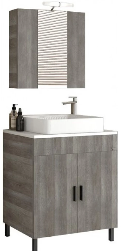 Drop Roma 70 Top Light Grigio - Πάγκος με Νιπτήρα & Κρυφοντουλαπο