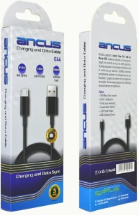 Καλώδιο Σύνδεσης και Φόρτισης Ancus Flow E44 USB σε Micro-USB 2.0A 480Mbps Data Transfer Μαύρο 1μ.