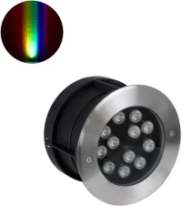 GloboStar® UNDERWATER-TUNI 90422 Υποβρύχιο Χωνευτό Φωτιστικό Σποτ Ειδικό για Σιντριβάνια LED 12W 1020lm 30° DC 24V Αδιάβροχο IP68 Φ18 x Υ11cm RGBW DMX512 - Ανοξείδωτο Ατσάλι - 3 Years Warranty
