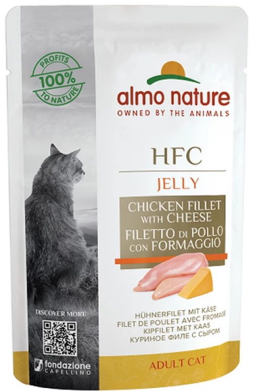 Almo Nature HFC Cuisine Jelly Pouch 55gr με Φιλέτο Κοτόπουλο και τυρί
