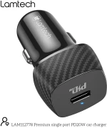 LAMTECH PREMIUM FAST IN-CAR CHARGER TYPE-C PD20W BLACK