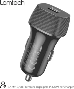 LAMTECH PREMIUM FAST IN-CAR CHARGER TYPE-C PD20W BLACK