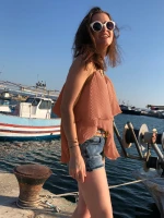Πλισέ τοπ Plissé Rinascimento Σομόν