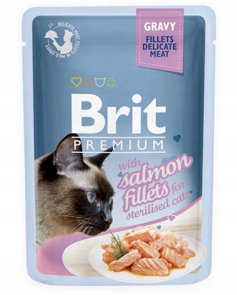BRIT Premium Sterilised Gravy Salmon - wet cat food - 85g
