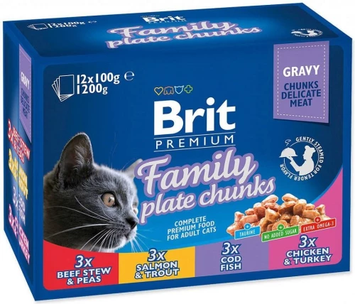 BRIT Cat Pouches Family Plate - wet cat food - 12 x 100g