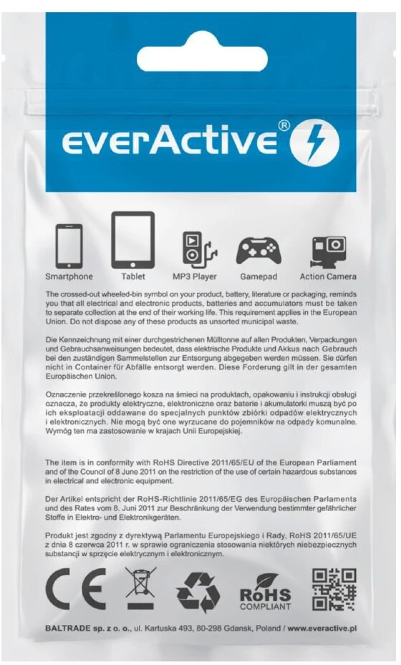 everActive cable USB Lightning 1m - Black, silicone, quick charge, 2,4A - CBS-1IB