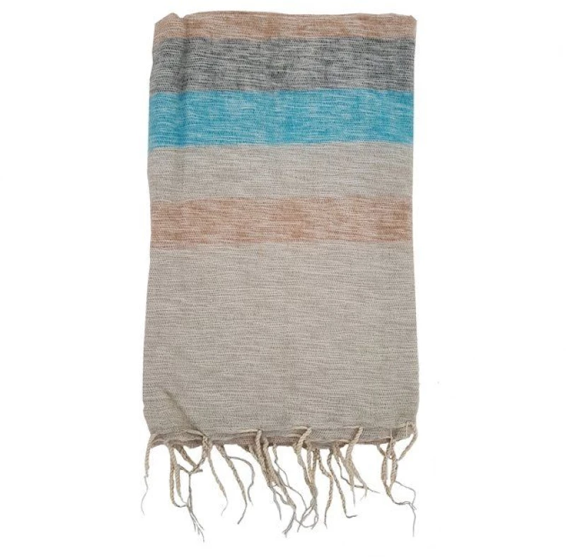Κουβέρτα Σάλι Διαλογισμού Μπεζ με Ρίγες - Meditation Shawl Cream 200x80cm