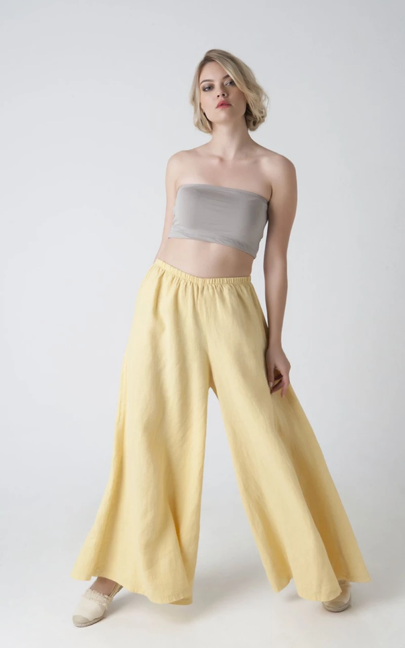 Παντελόνα Γυναικεία Palazzo Yellow
