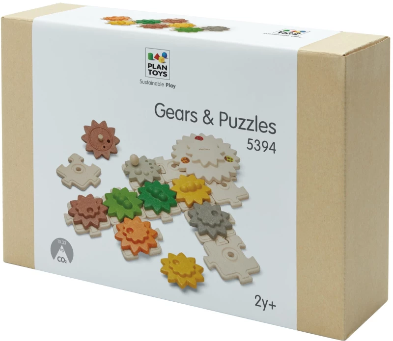 Ξύλινο Παιχνίδι Γρανάζια & παζλ (μεγάλο) της Plan Toys