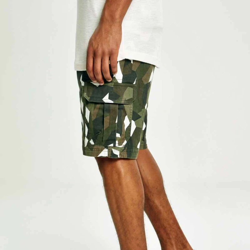 Βερμούδα Urban Classics Geometric Camo Stretch Twill Cargo Shorts TB2902 Wood Camo