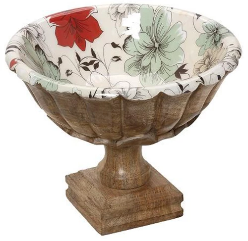 Μπωλ με Πόδι Ξύλινο Κόκκινο-Πράσινο 25,4cm Espiel SKO114