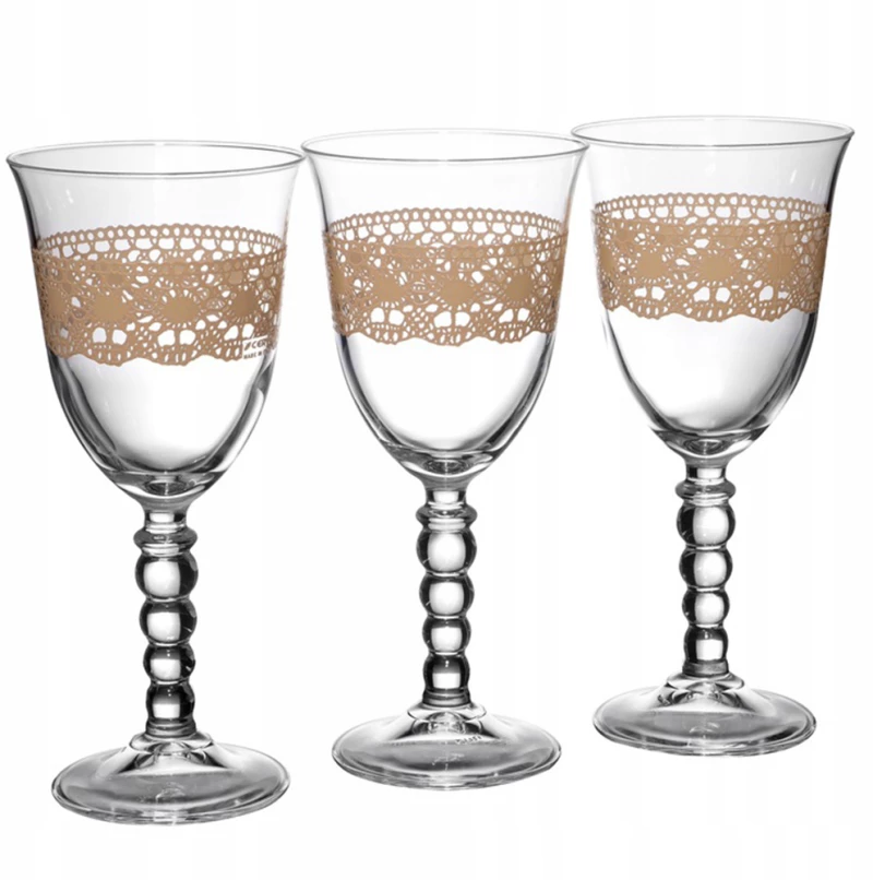 Ποτήρι Κρασιού Κολωνάτο Macrame Beige με πόδι 195ml Marva M67870