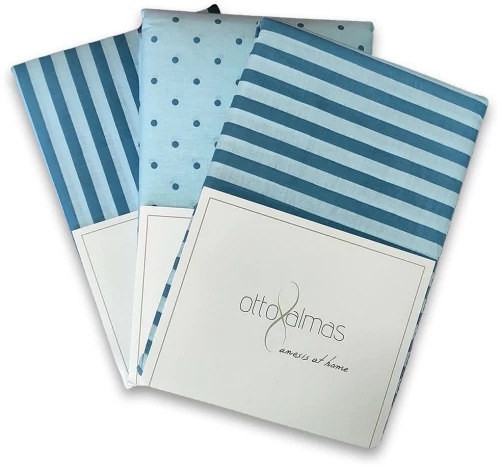 Σεντόνια King size σετ 4τμχ 290x270cm Otto almas striped - puncte Μπλε