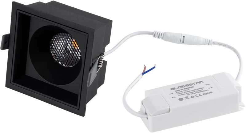 GloboStar PLUTO-B 60281 Χωνευτό LED Spot Downlight Μ10.4xΠ10.4cm 15W 38° Τετράγ. Μαύρο - Θερμό 2700K