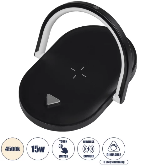 GloboStar ECLIPSE 76558 Μοντέρνο Επιτραπέζιο Φωτιστικό Πορτατίφ LED 15W 230V 4500K - Μαύρο