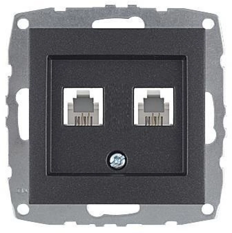 ΠΡΙΖΑ ΤΗΛΕΦΩΝΟΥ ΔΙΠΛΗ 2Χ( RJ11623JK) (Π+Μ)  ΓΡΑΦΙΤΗΣ - MONO ELECTRIC (500-002005131)