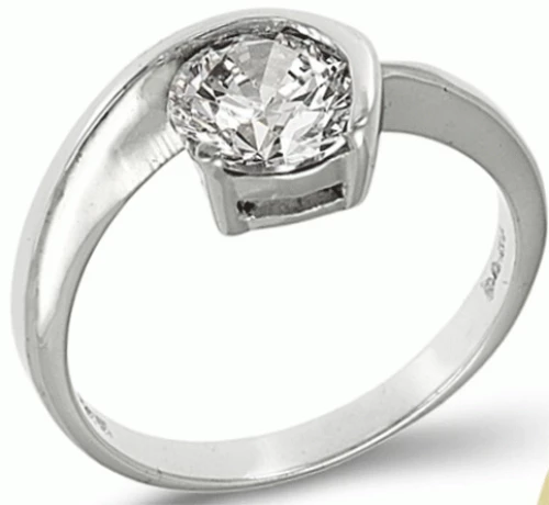 Λευκό Μονόπετρο Δαχτυλίδι 14k 0173Λ