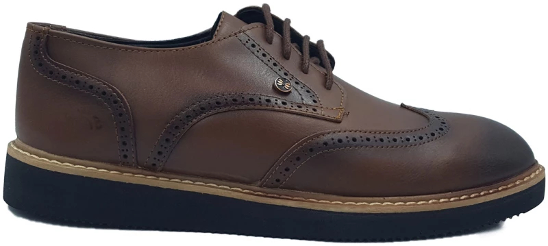 Ανδρικά Δερμάτινα Leder Shoes - FN4009 - Καφέ Σκούρο