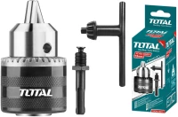 TOTAL Τσοκ δράπανου με κλειδί 1/2" - 13mm και αντάπτορα (TAC451301.1)