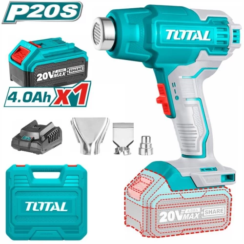 TOTAL Πιστόλι θερμού αέρα μπαταρίας Li-ion 20V / 4Ah / 1 Μπαταρία (TBLI20025)