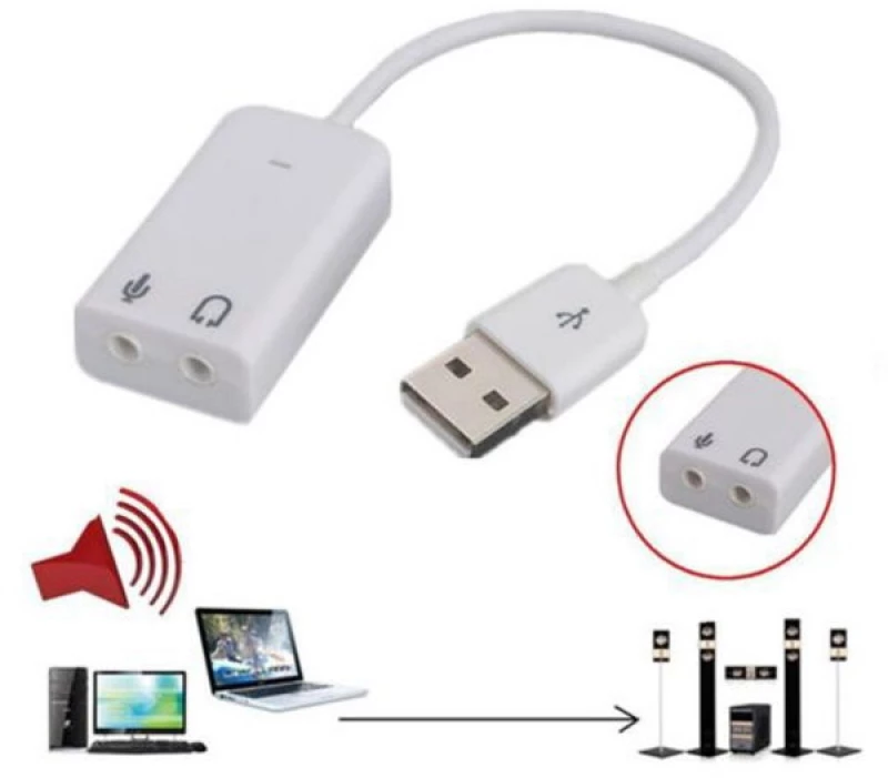 Μετατροπέας Καλώδιο USB 2.0 Εξωτερικής Κάρτας Ήχου 7.1 (Λευκό) (OEM)