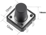 SMD Tact Μικροδιακόπτης 4 Pin DC 12V 0.5A (12x12x14mm) (OEM)