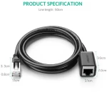 UGREEN NW112  Καλώδιο Επέκτασης Δικτύου RJ45 Cat 6 (26AWG) (2m) (Μαύρο)